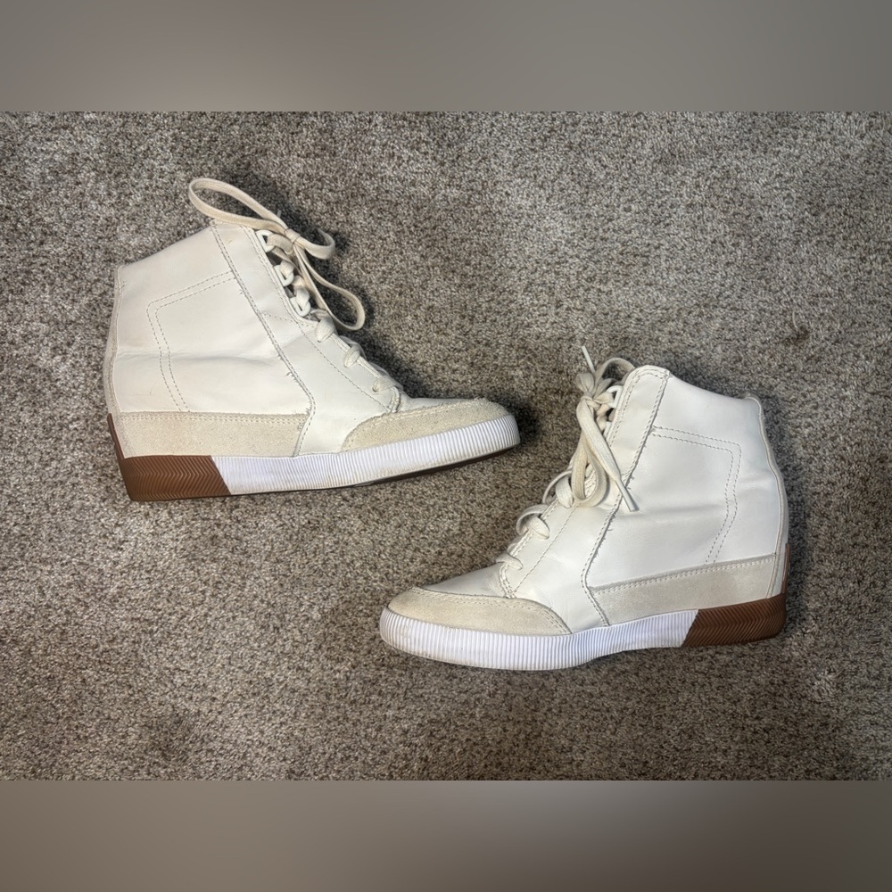 Sorel Out N About Sea Salt Gum 2 Women's Wedge Lace Up Bootie Shoes Size 8.5